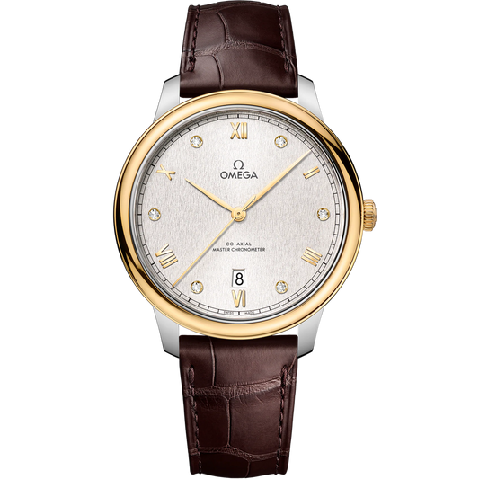 DE VILLE PRESTIGE 40 MM, STEEL - YELLOW GOLD ON LEATHER STRAP