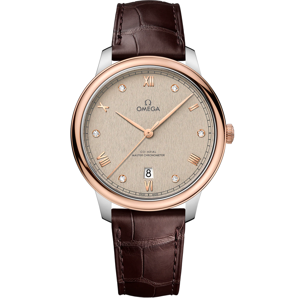 DE VILLE PRESTIGE 40 MM, STEEL - SEDNA™ GOLD ON LEATHER STRAP