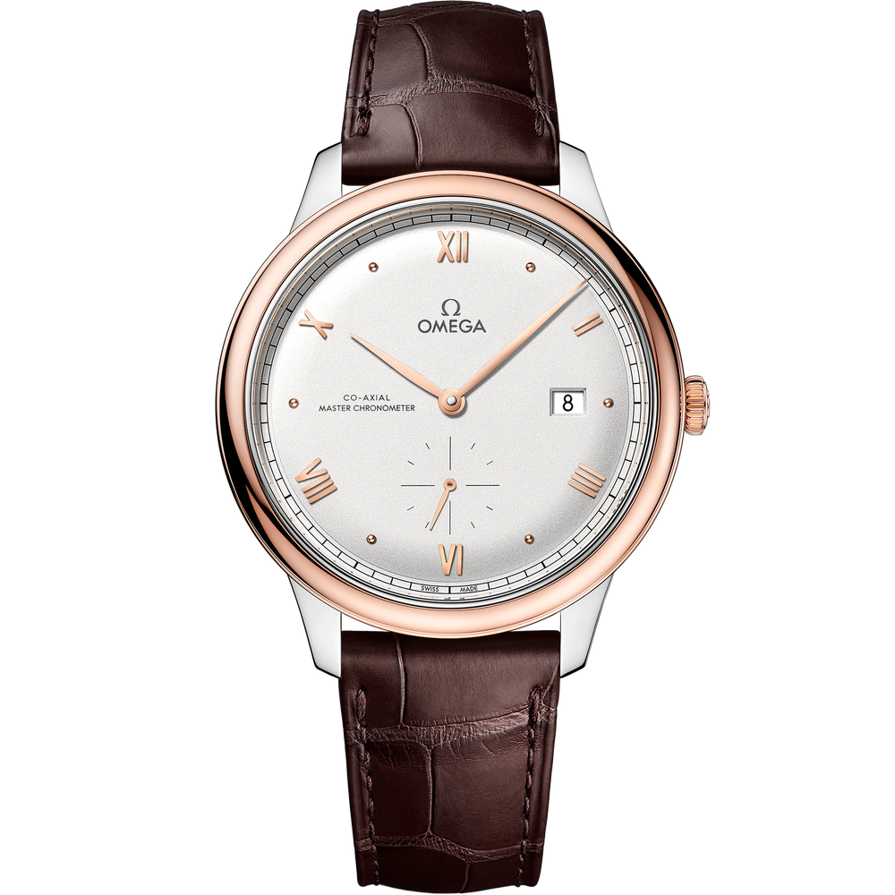 DE VILLE PRESTIGE 41 MM, STEEL - SEDNA™ GOLD ON LEATHER STRAP