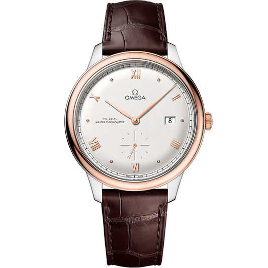 DE VILLE PRESTIGE 41 MM, STEEL - SEDNA™ GOLD ON LEATHER STRAP