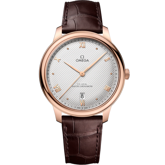 DE VILLE PRESTIGE 40 MM, SEDNA™ GOLD ON LEATHER STRAP