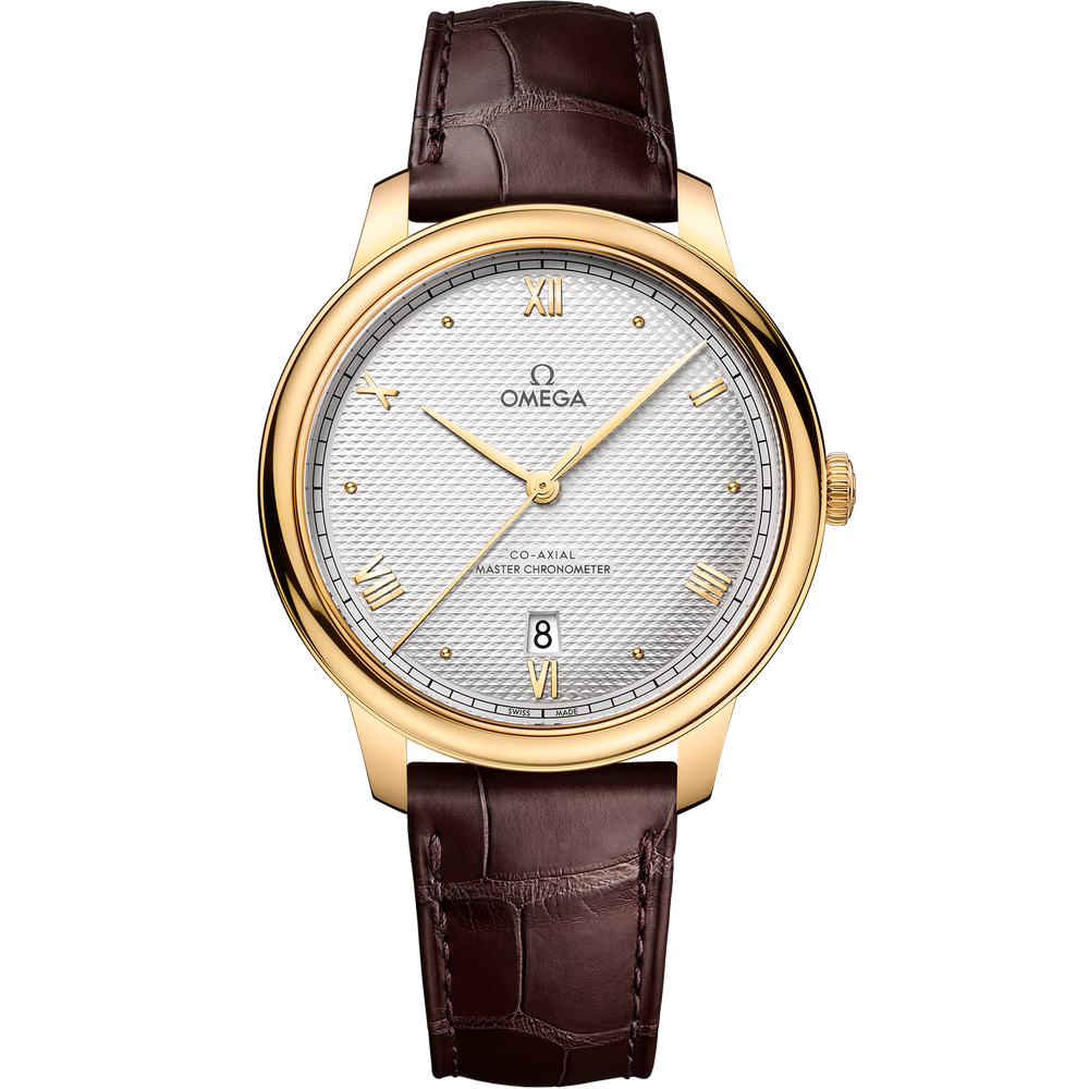 DE VILLE PRESTIGE 40 MM, YELLOW GOLD ON LEATHER STRAP