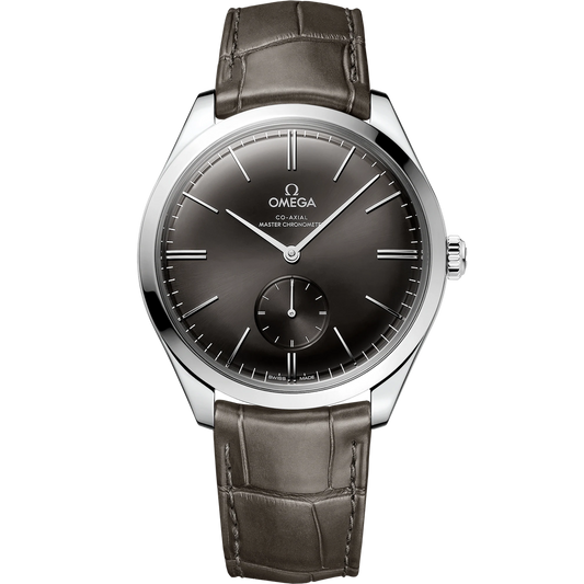 DE VILLE TRÉSOR 40 MM, STEEL ON LEATHER STRAP