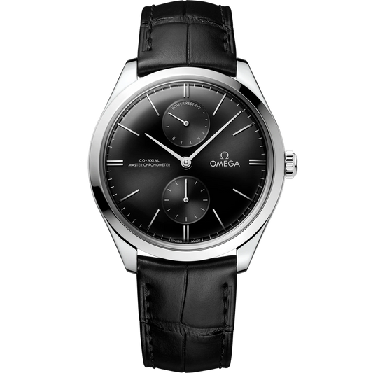 DE VILLE TRÉSOR 40 MM, STEEL ON LEATHER STRAP