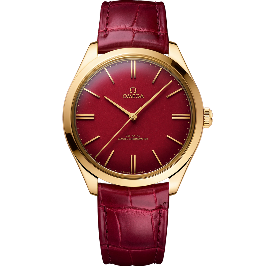 DE VILLE TRÉSOR 40 MM, YELLOW GOLD ON LEATHER STRAP