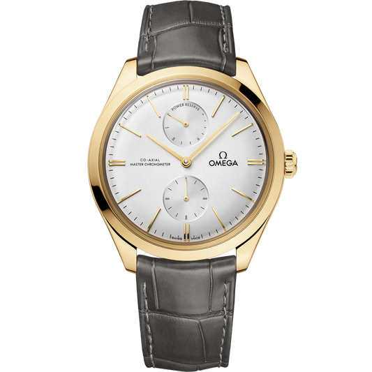 DE VILLE TRÉSOR 40 MM, YELLOW GOLD ON LEATHER STRAP