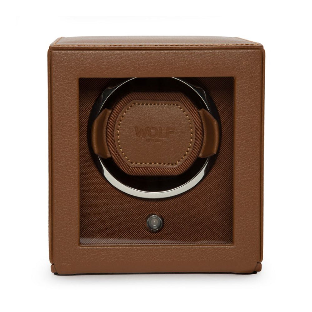Cognac Single Watch Winder with Cover