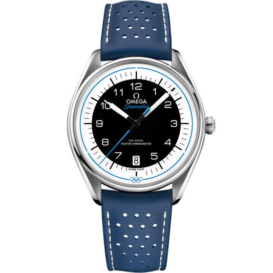 SEAMASTER OLYMPIC OFFICIAL TIMEKEEPER 39.5 MM, STEEL ON LEATHER STRAP