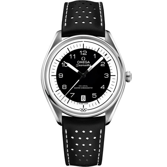 SEAMASTER OLYMPIC OFFICIAL TIMEKEEPER 39.5 MM, STEEL ON LEATHER STRAP