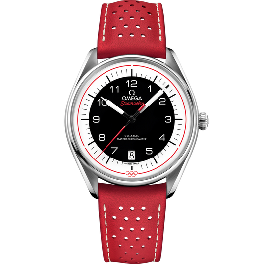 SEAMASTER OLYMPIC OFFICIAL TIMEKEEPER 39.5 MM, STEEL ON LEATHER STRAP