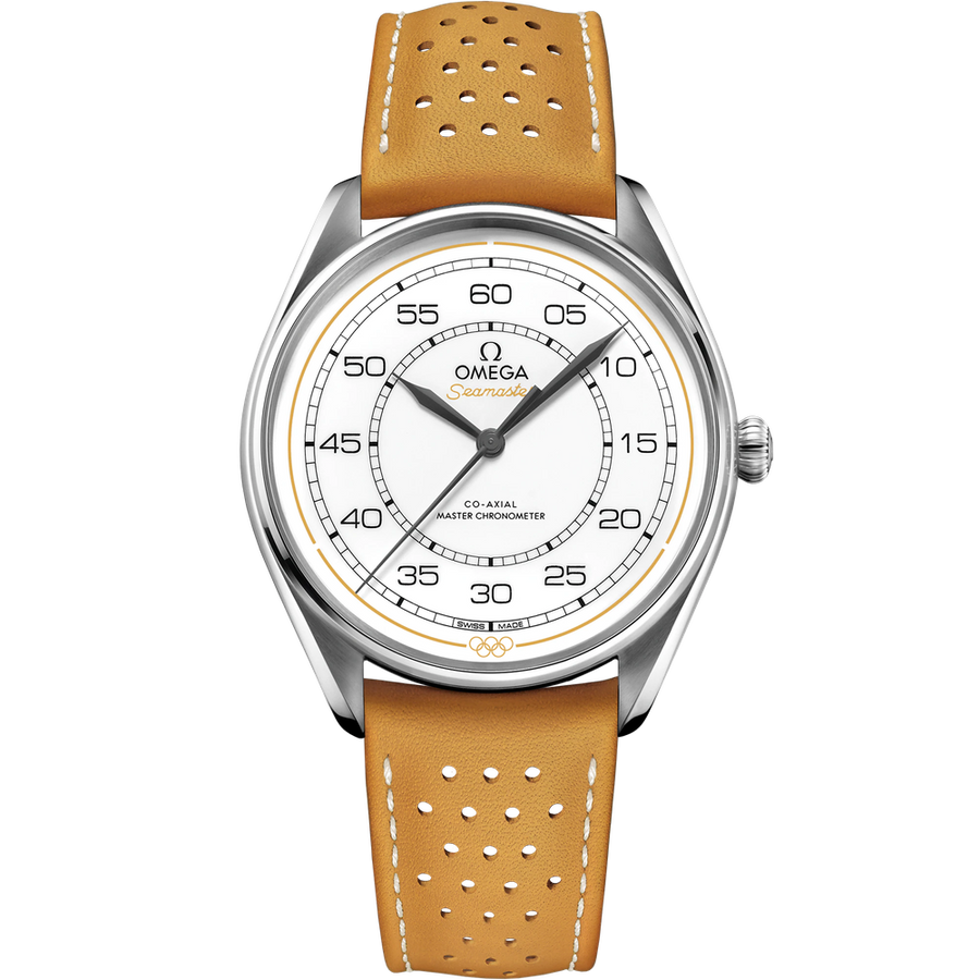 SEAMASTER OLYMPIC OFFICIAL TIMEKEEPER 39.5 MM, STEEL ON LEATHER STRAP