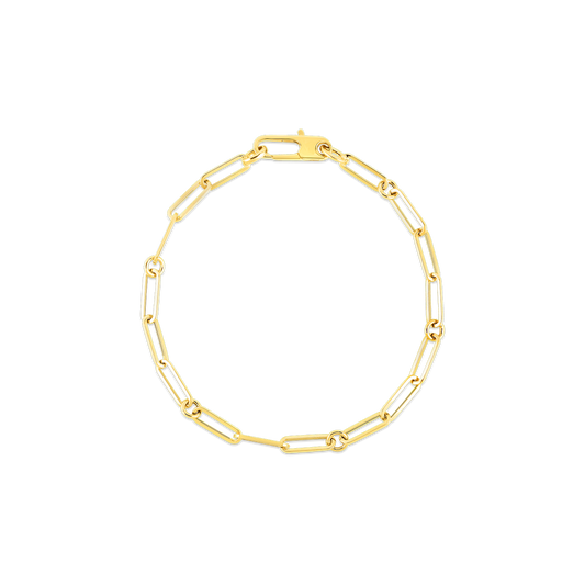 Designer Gold Paperclip And Round Link Bracelet