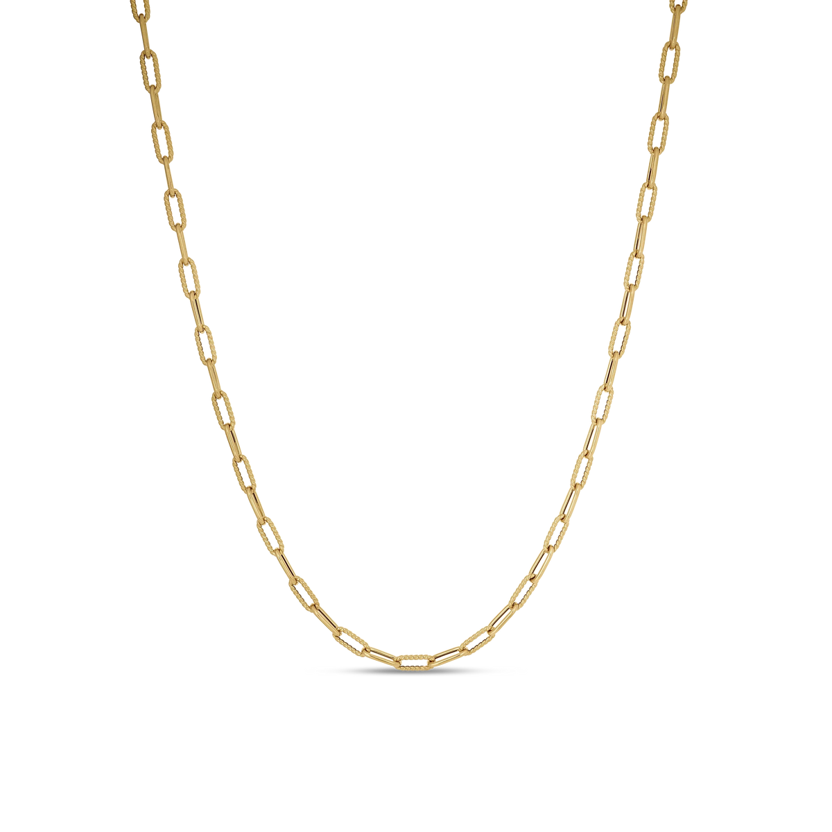 Roberto Coin Designer Gold Alternating Paperclip Link Chain Necklace Polished, Fluted Length 17 inches in 18K yellow gold