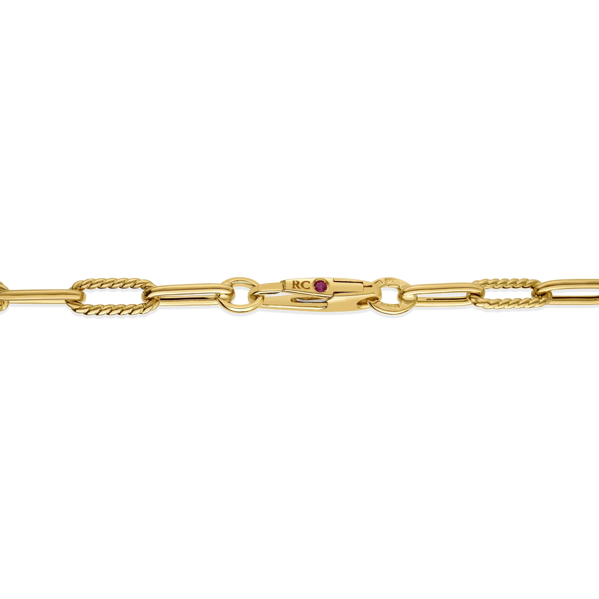 Roberto Coin Designer Gold Alternating Paperclip Link Chain Necklace Polished, Fluted Length 17 inches in 18K yellow gold