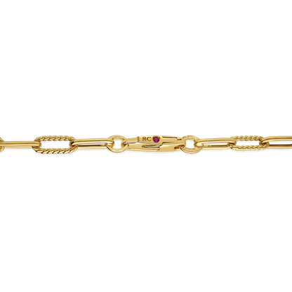 Roberto Coin Designer Gold Alternating Paperclip Link Chain Necklace Polished, Fluted Length 22 inches in 18K yellow gold