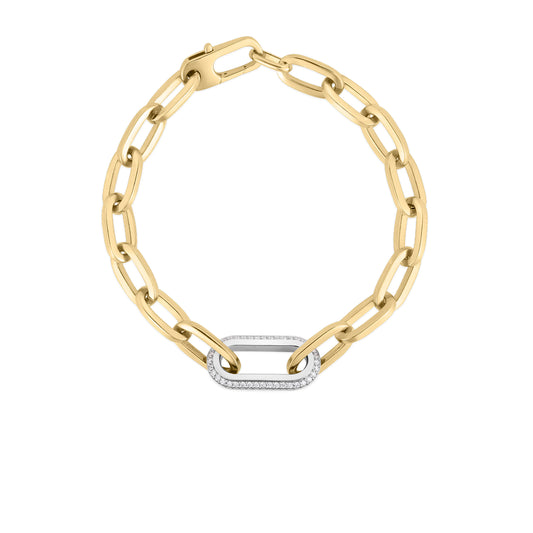 Designer Gold Single Large Diamond Link Paperclip Bracelet