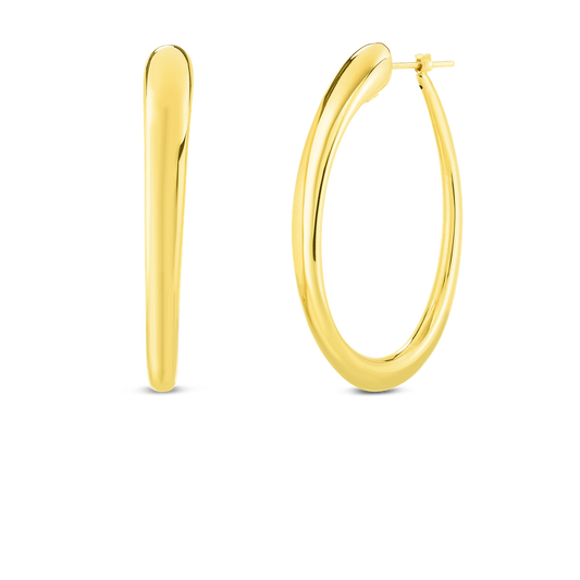 Designer Gold Large Contoured Hoop Earrings
