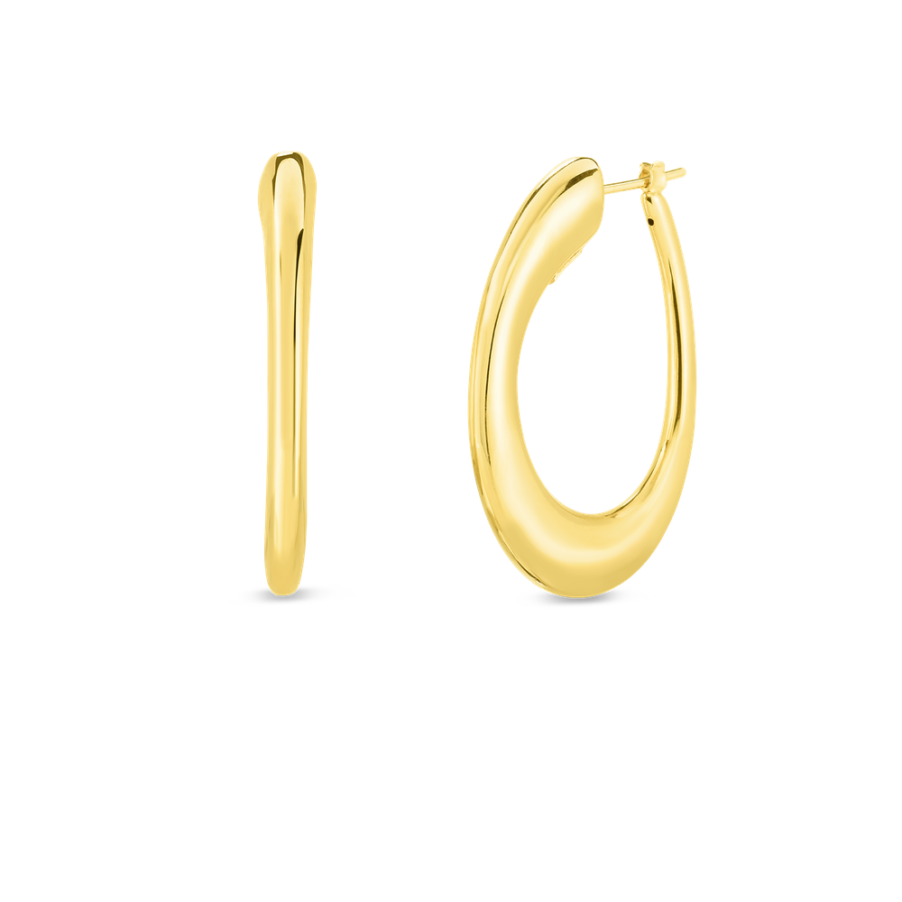Designer Gold Medium Contoured Hoop Earrings