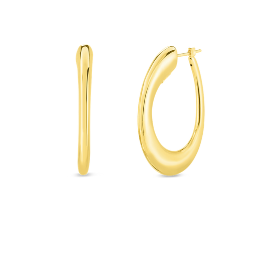 Designer Gold Medium Contoured Hoop Earrings