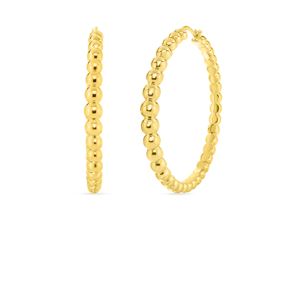 Designer Gold Bead Extra Large Hoop Earrings