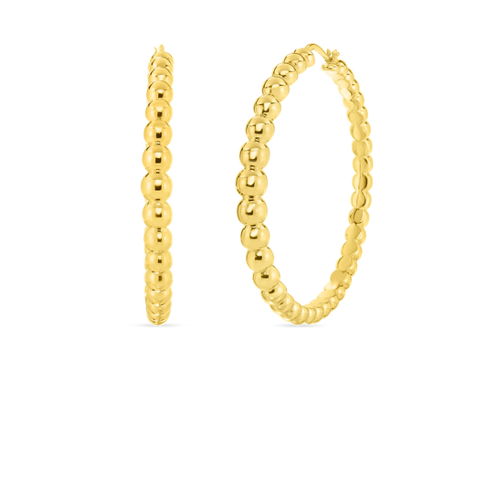 Designer Gold Bead Extra Large Hoop Earrings
