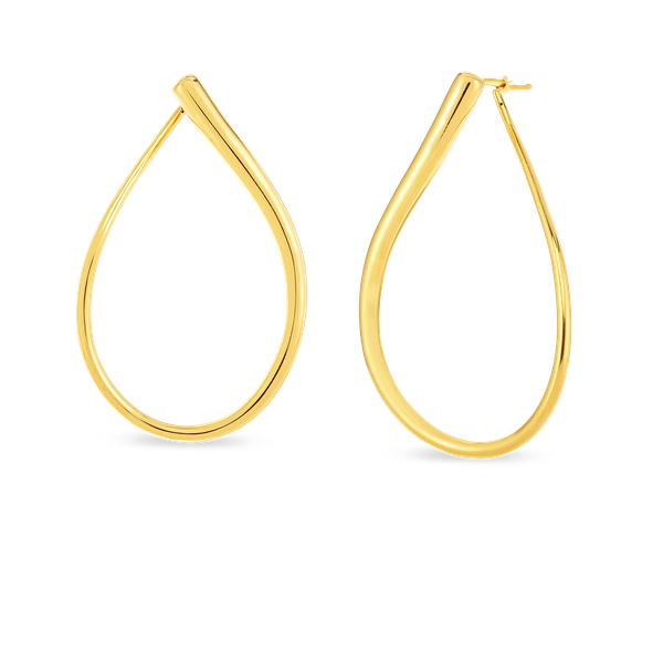 Designer Gold Large Open Teardrop Hoop Earrings