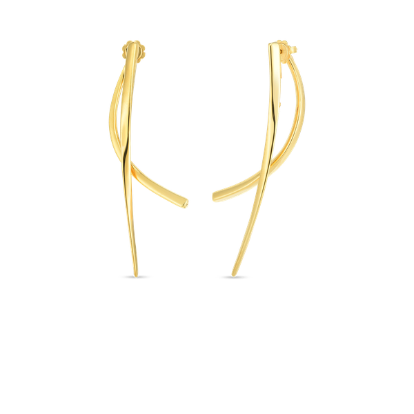 Designer Gold Front And Back Line Earrings
