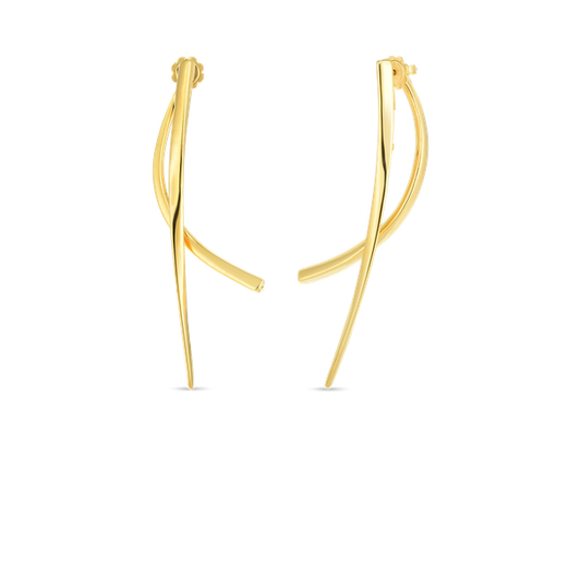 Designer Gold Front And Back Line Earrings