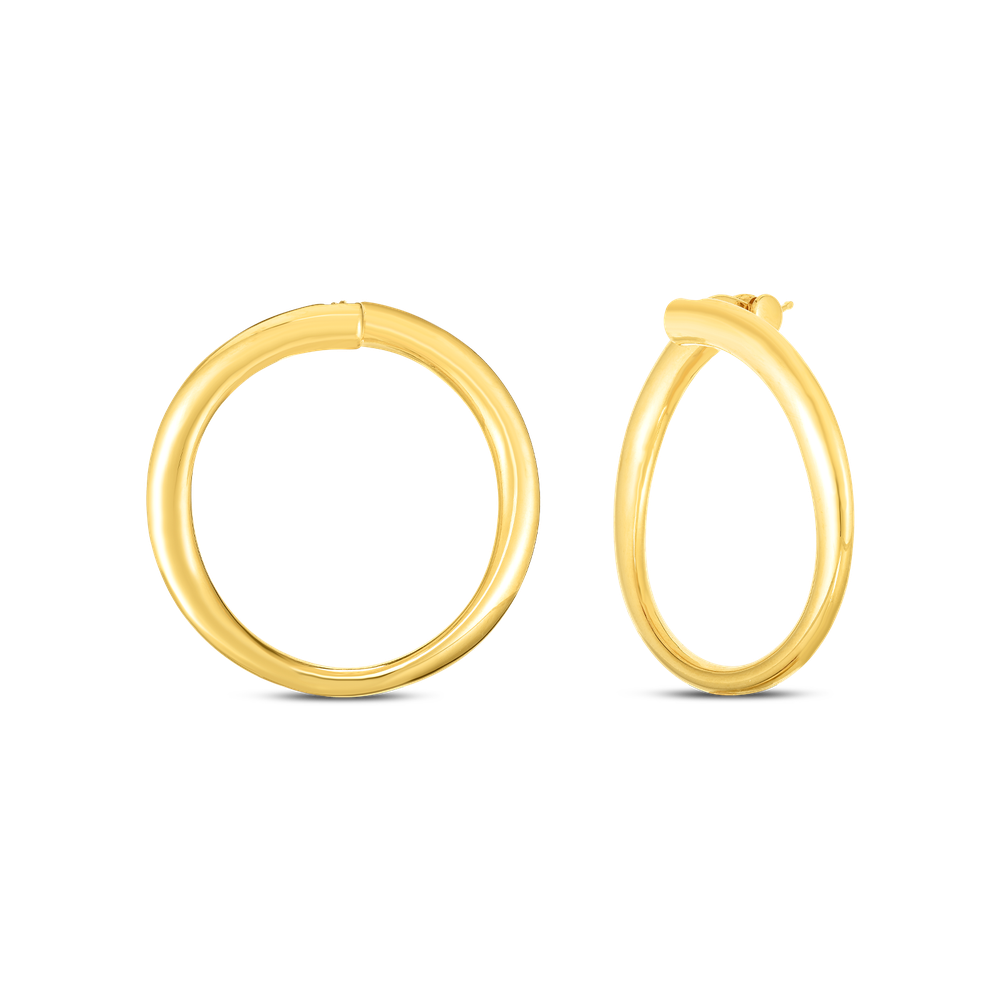 Designer Gold Contoured Round Hoop Earrings
