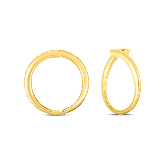 Designer Gold Contoured Round Hoop Earrings