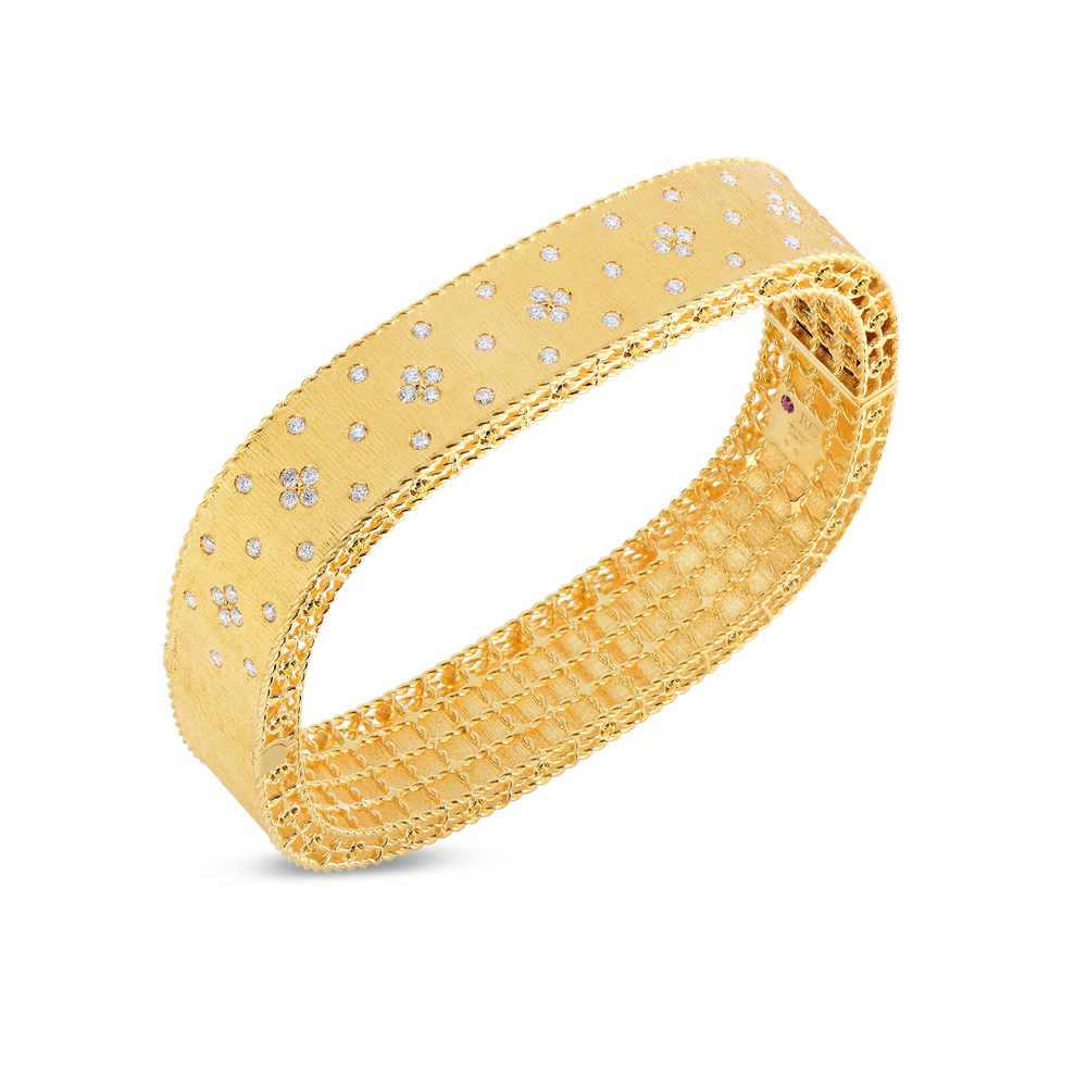 Princess Satin Fleur De Lis Diamond Bangle