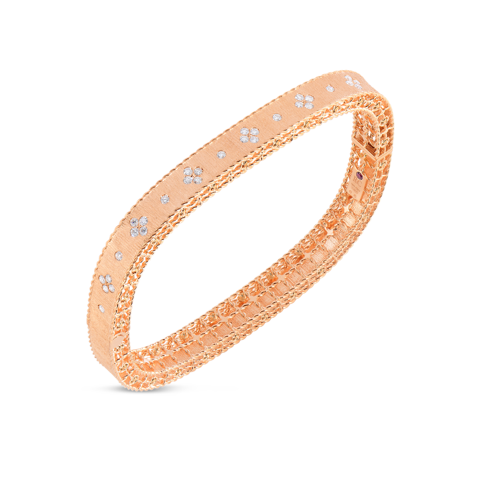 Princess Satin Fleur De Lis Diamond Slim Bangle