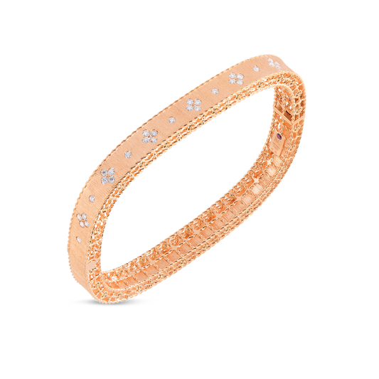 Princess Satin Fleur De Lis Diamond Slim Bangle