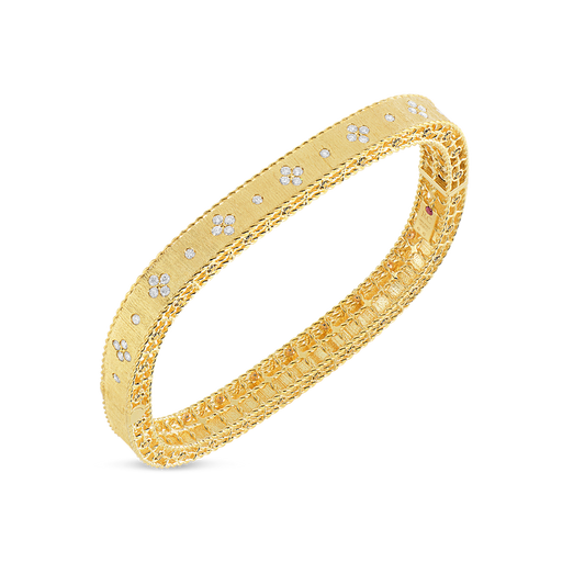 Princess Satin Fleur De Lis Diamond Slim Bangle