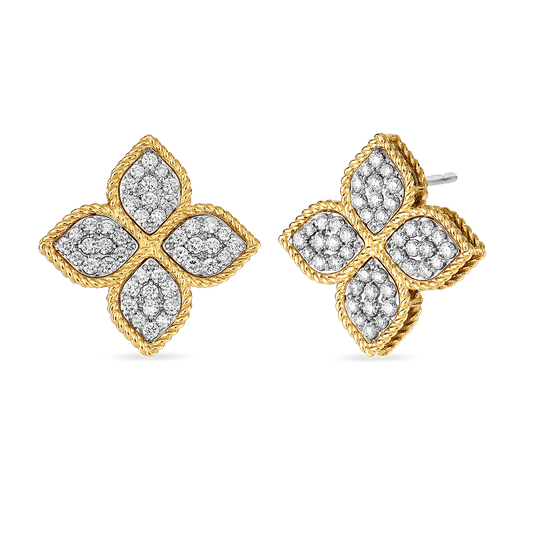 Princess Flower Large Diamond Stud Earrings