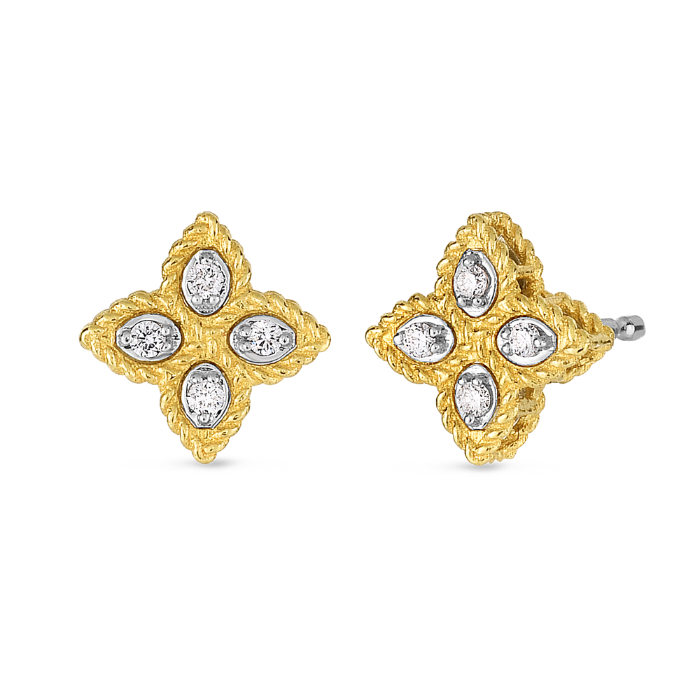 Princess Flower Small Diamond Stud Earrings
