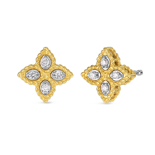 Princess Flower Small Diamond Stud Earrings