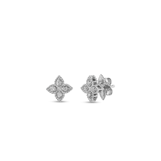 Princess Flower Small Diamond Stud Earrings