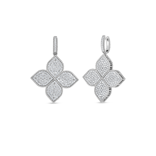 Princess Flower Large Diamond Drop Earrings