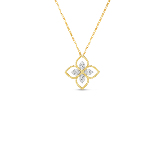Gold Principessa Large Diamond Flower Necklace