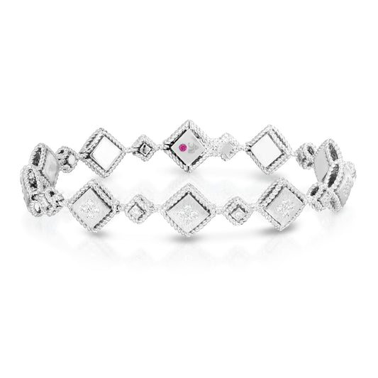 Palazzo Ducale Diamond And Satin Finish Alternating Square Bracelet