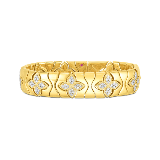 Royal Princess Flower Wide Diamond Bracelet