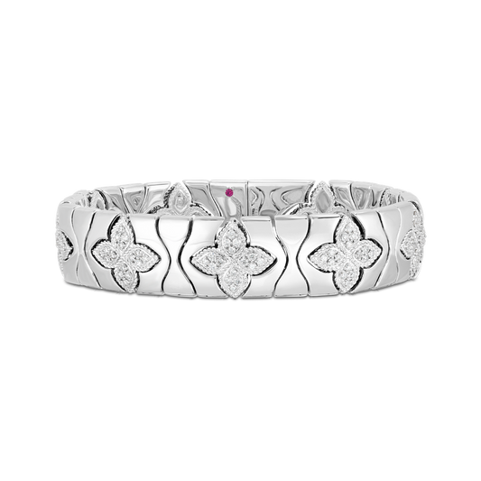 Royal Princess Flower Wide Diamond Bracelet