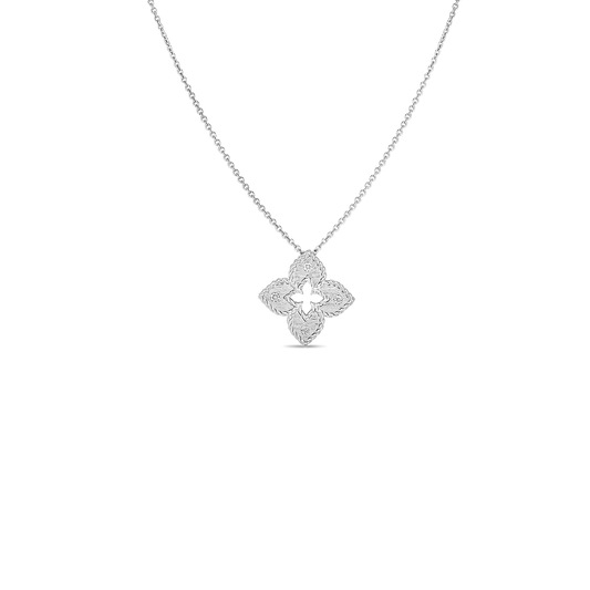 Petite Venetian Princess Diamond And Satin Finish Small Flower Necklace