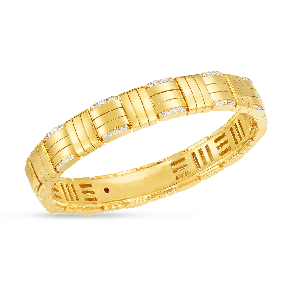 Veneto Wide Diamond Accent Woven Single Row Bangle