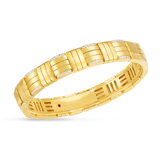 Veneto Wide Diamond Accent Woven Single Row Bangle