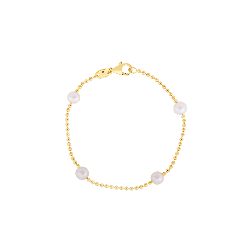 Designer Gold Four Station Pearl Bracelet