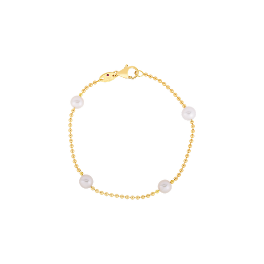 Designer Gold Four Station Pearl Bracelet