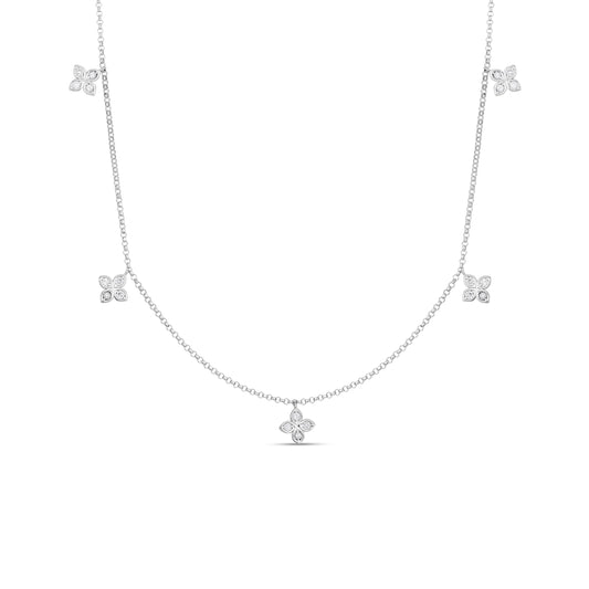 Love In Verona Dangling 5 Station Flower Necklace