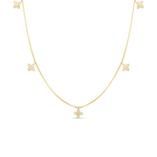 Love In Verona Dangling 5 Station Flower Necklace